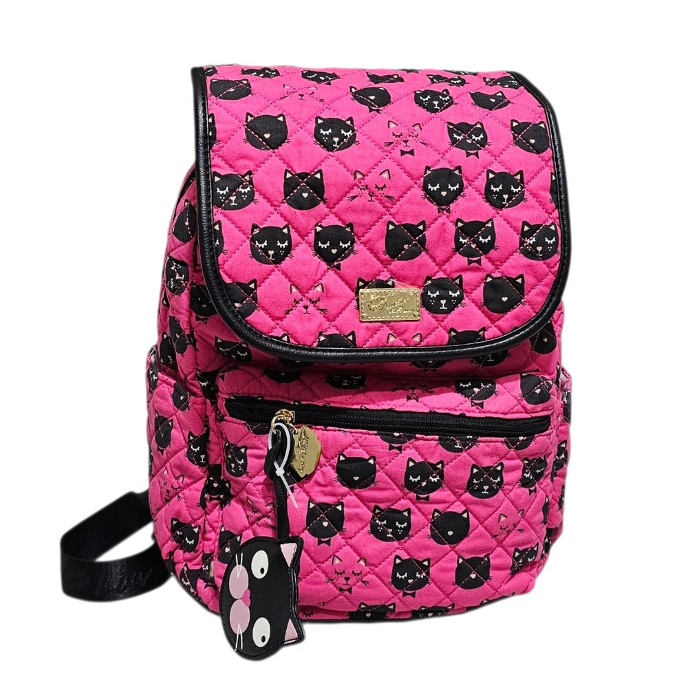 BETSEY JOHNSON Kitten Pink Backpack with Clear Zippered Wallet